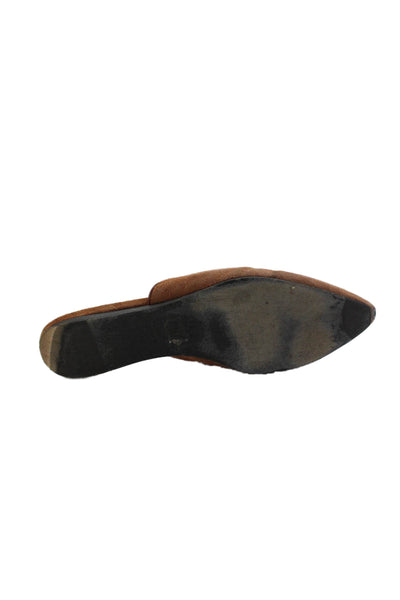 Jenni Kayne Womens Suede Pointed Toe Flats Mules Shoes Brown Size 7.5