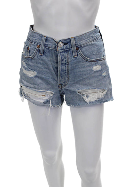 Levi's Womens Cut-Off Shorts Blue Cotton Button Size 25