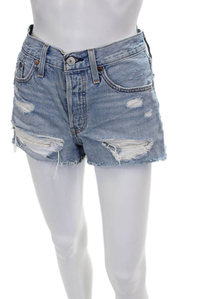 Levi's Womens Cut-Off Shorts Blue Cotton Button Size 25