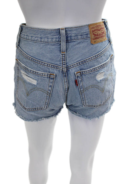 Levi's Womens Cut-Off Shorts Blue Cotton Button Size 25