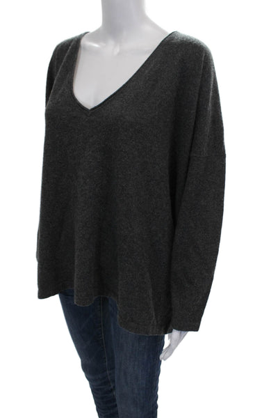 Max & Moi Women Pullover Cashmere V Neck Sweater Gray Size 36