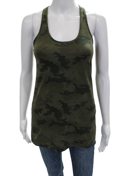 Lululemon Womens Green Camouflage Scoop Neck Basic Tank Sleeveless Nylon Size 8