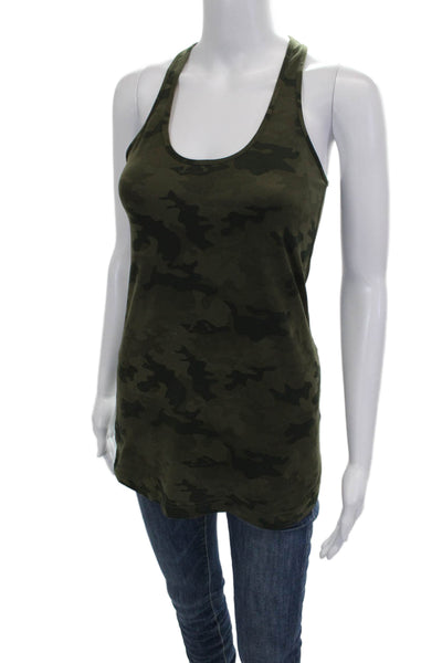 Lululemon Womens Green Camouflage Scoop Neck Basic Tank Sleeveless Nylon Size 8