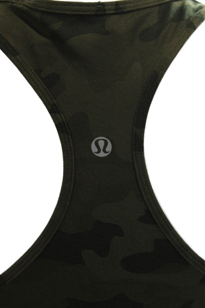 Lululemon Womens Green Camouflage Scoop Neck Basic Tank Sleeveless Nylon Size 8