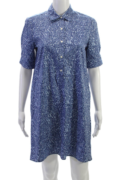J. Mclaughlin Womens Half Button Abstract Collared Mini Dress Blue Size XS