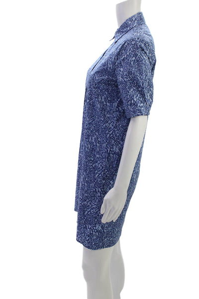 J. Mclaughlin Womens Half Button Abstract Collared Mini Dress Blue Size XS