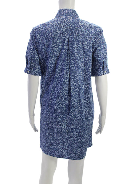 J. Mclaughlin Womens Half Button Abstract Collared Mini Dress Blue Size XS