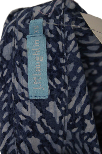 J. Mclaughlin Womens Half Button Abstract Collared Mini Dress Blue Size XS