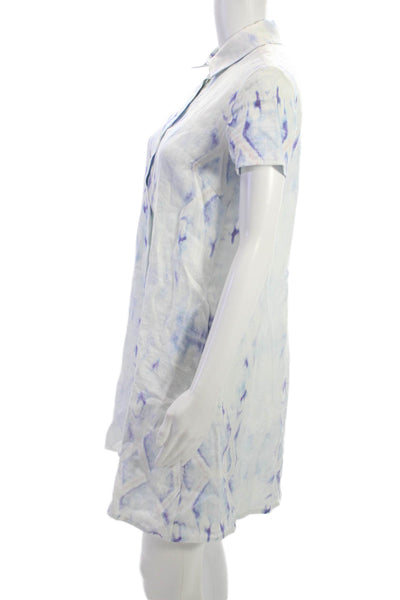 Amanda Johnson Studio Women Shirt Dress Tie Dye Linen Short Sleeve Size S
