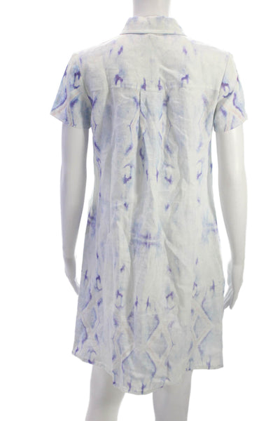 Amanda Johnson Studio Women Shirt Dress Tie Dye Linen Short Sleeve Size S