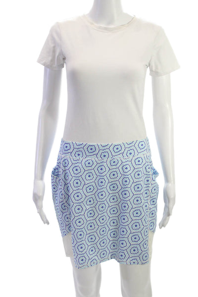 Belyn Key Women Athletic Blue Geometric Polyester Pull On Skort Size S