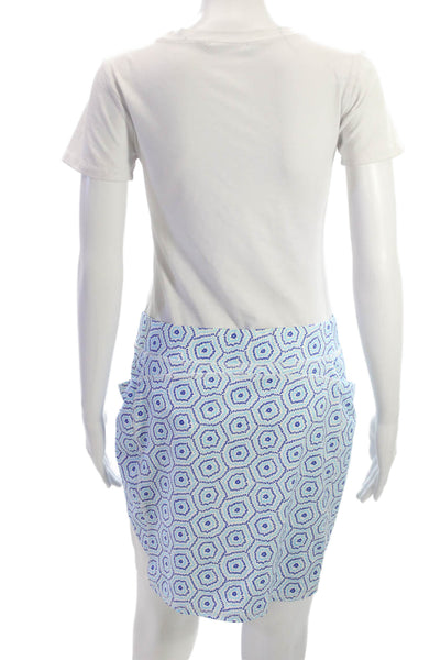 Belyn Key Women Athletic Blue Geometric Polyester Pull On Skort Size S