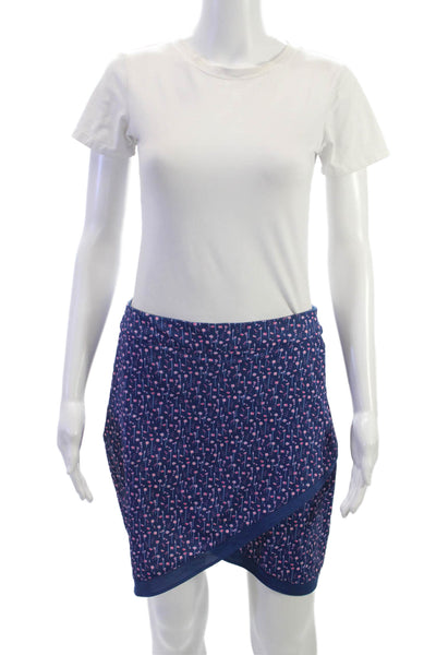 Peter Millar Women Wrap Skirt Blue Floral Polyester Short Size S