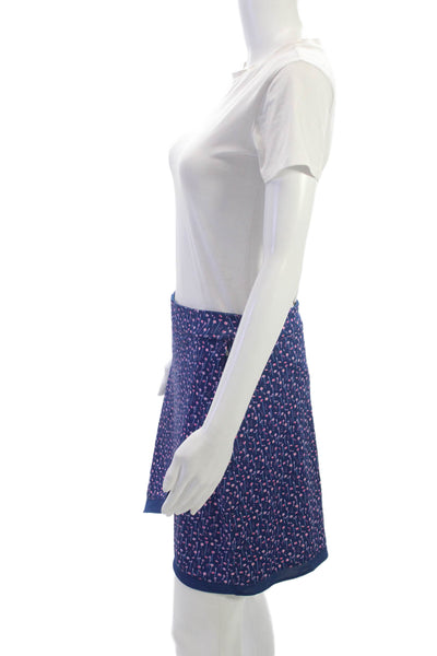 Peter Millar Women Wrap Skirt Blue Floral Polyester Short Size S