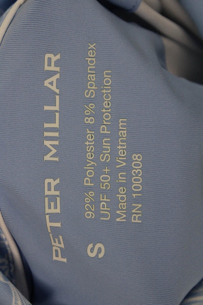 Peter Millar Womens Blue Floral Collared Sleeveless Polo Size S