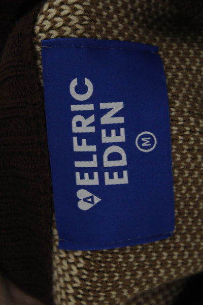Elfric Eden Unisex Brown Viscose Full Zip Graphic Sweater Crew Neck Size M