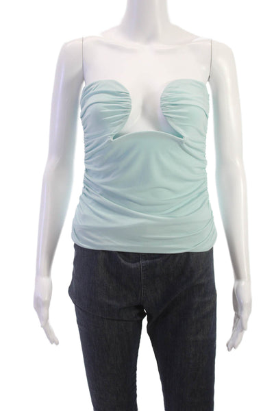 Pixie Market Womens Cropped Sweetheart Neckline Tank Blue Polyester Size S