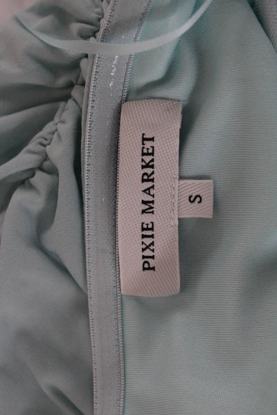 Pixie Market Womens Cropped Sweetheart Neckline Tank Blue Polyester Size S