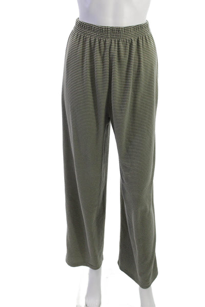 Dazy Women Green Striped Polyester Sweatpants Pull On Size S