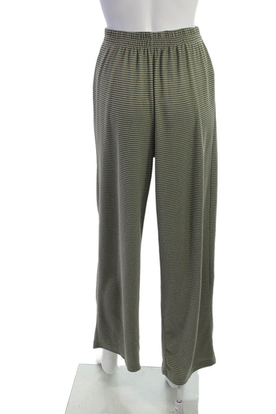 Dazy Women Green Striped Polyester Sweatpants Pull On Size S
