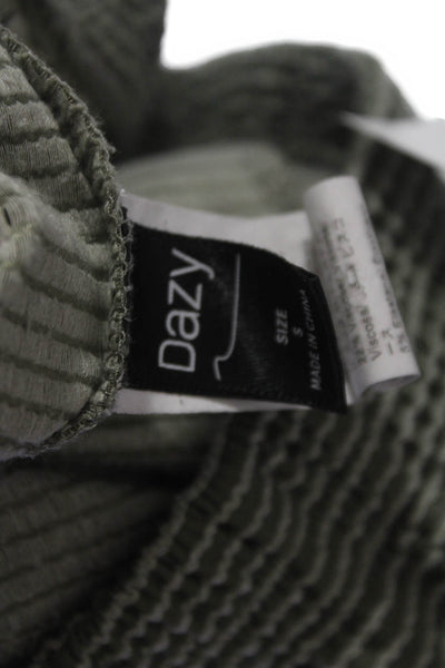 Dazy Women Green Striped Polyester Sweatpants Pull On Size S