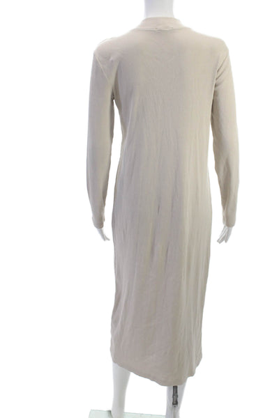 Zara Women Sweater Dress Mock Neck Long Sleeve Beige Cotton Size M