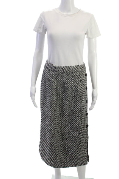 Dazy Womens Pencil Skirt Black Herringbone Polyester Long Zip Size L