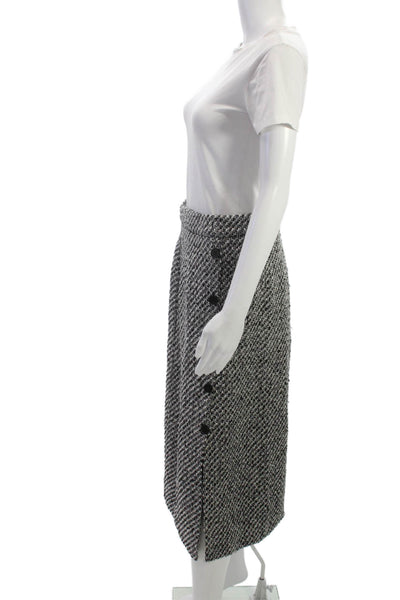 Dazy Womens Pencil Skirt Black Herringbone Polyester Long Zip Size L