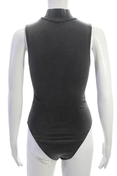 Zara Women Basic High Neck Sleeveless Tank Gray Polyester Spring Size S