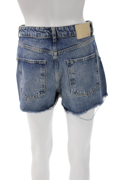Zara Women Cut-Off Denim Shorts Blue Button Closure Size 4