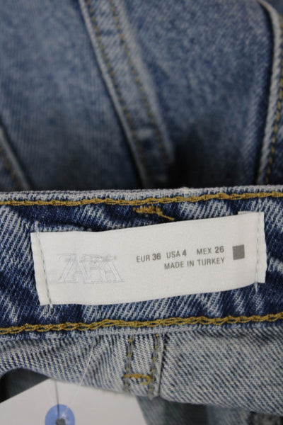 Zara Women Cut-Off Denim Shorts Blue Button Closure Size 4