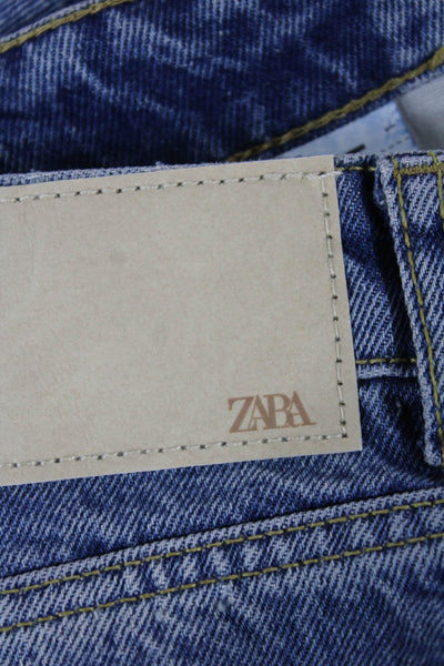 Zara Women Cut-Off Denim Shorts Blue Button Closure Size 4