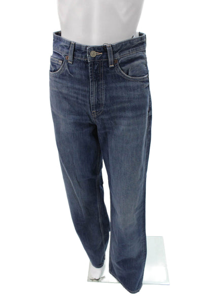 Zara Women Wide Leg Jeans Blue High Rise Denim Size 36