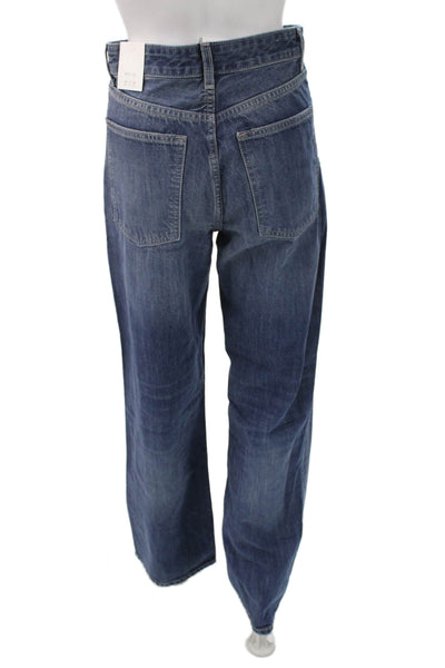 Zara Women Wide Leg Jeans Blue High Rise Denim Size 36