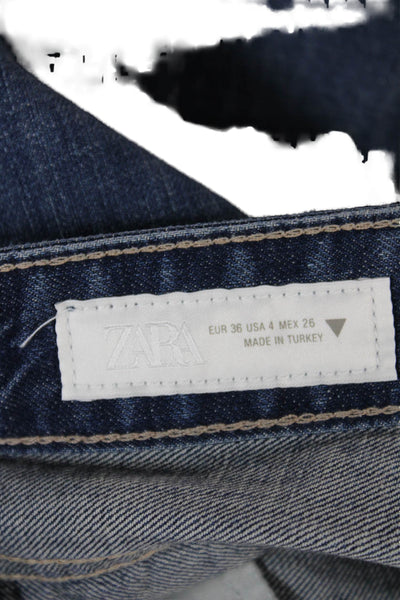 Zara Women Wide Leg Jeans Blue High Rise Denim Size 36
