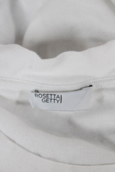 Rosetta Getty Women Cropped White Cotton 3/4 Sleeve Crew Neck T-Shirt Size M