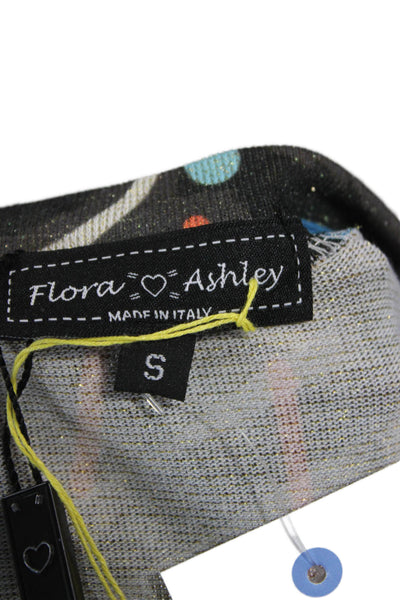 Flora Ashley Womens V-Neck Long Sleeve Geometric Tee Multicolor Size S