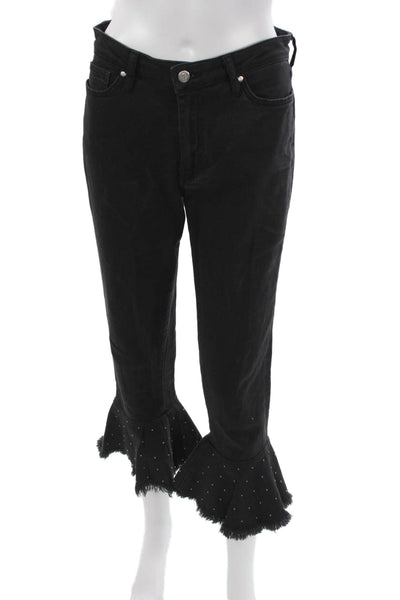 Pilcro & Letterpress Anthropologie Women Cropped Black Jeans Mid Rise Size 28