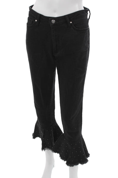 Pilcro & Letterpress Anthropologie Women Cropped Black Jeans Mid Rise Size 28
