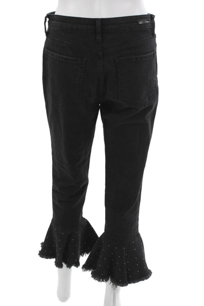 Pilcro & Letterpress Anthropologie Women Cropped Black Jeans Mid Rise Size 28