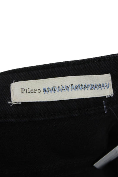 Pilcro & Letterpress Anthropologie Women Cropped Black Jeans Mid Rise Size 28