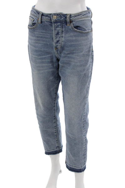 Buffalo David Bitton Women Cropped Blue Mid Rise Jeans Button Size 28