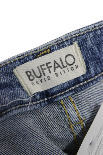 Buffalo David Bitton Women Cropped Blue Mid Rise Jeans Button Size 28