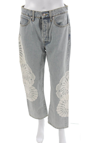 Frame Womens Straight High Rise Jeans Blue Button Size 27