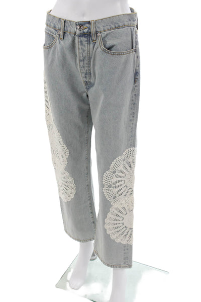 Frame Womens Straight High Rise Jeans Blue Button Size 27