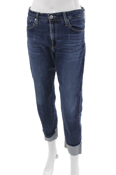 AG Adriano Goldschmied Women Cropped Blue Mid Rise Cotton Blend Jeans Size 29