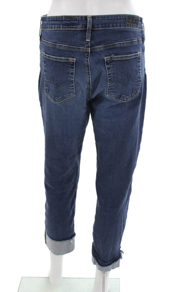AG Adriano Goldschmied Women Cropped Blue Mid Rise Cotton Blend Jeans Size 29