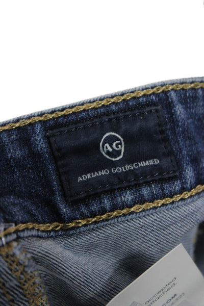 AG Adriano Goldschmied Women Cropped Blue Mid Rise Cotton Blend Jeans Size 29