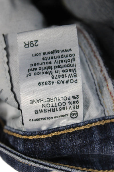 AG Adriano Goldschmied Women Cropped Blue Mid Rise Cotton Blend Jeans Size 29