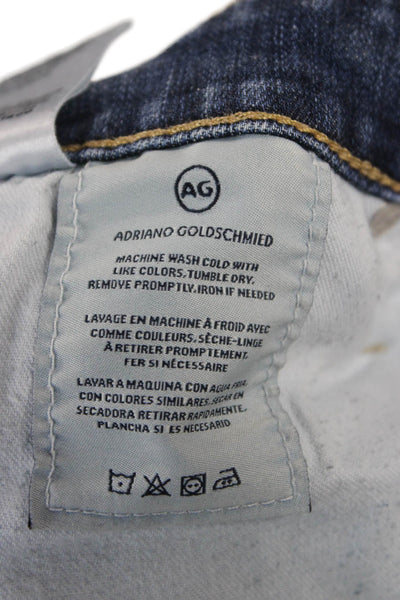 AG Adriano Goldschmied Women Cropped Blue Mid Rise Cotton Blend Jeans Size 29